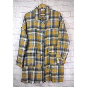 Carly Jean LA Womens Long Shirt Duster Shacket Plaid Size Large Hipster Grunge